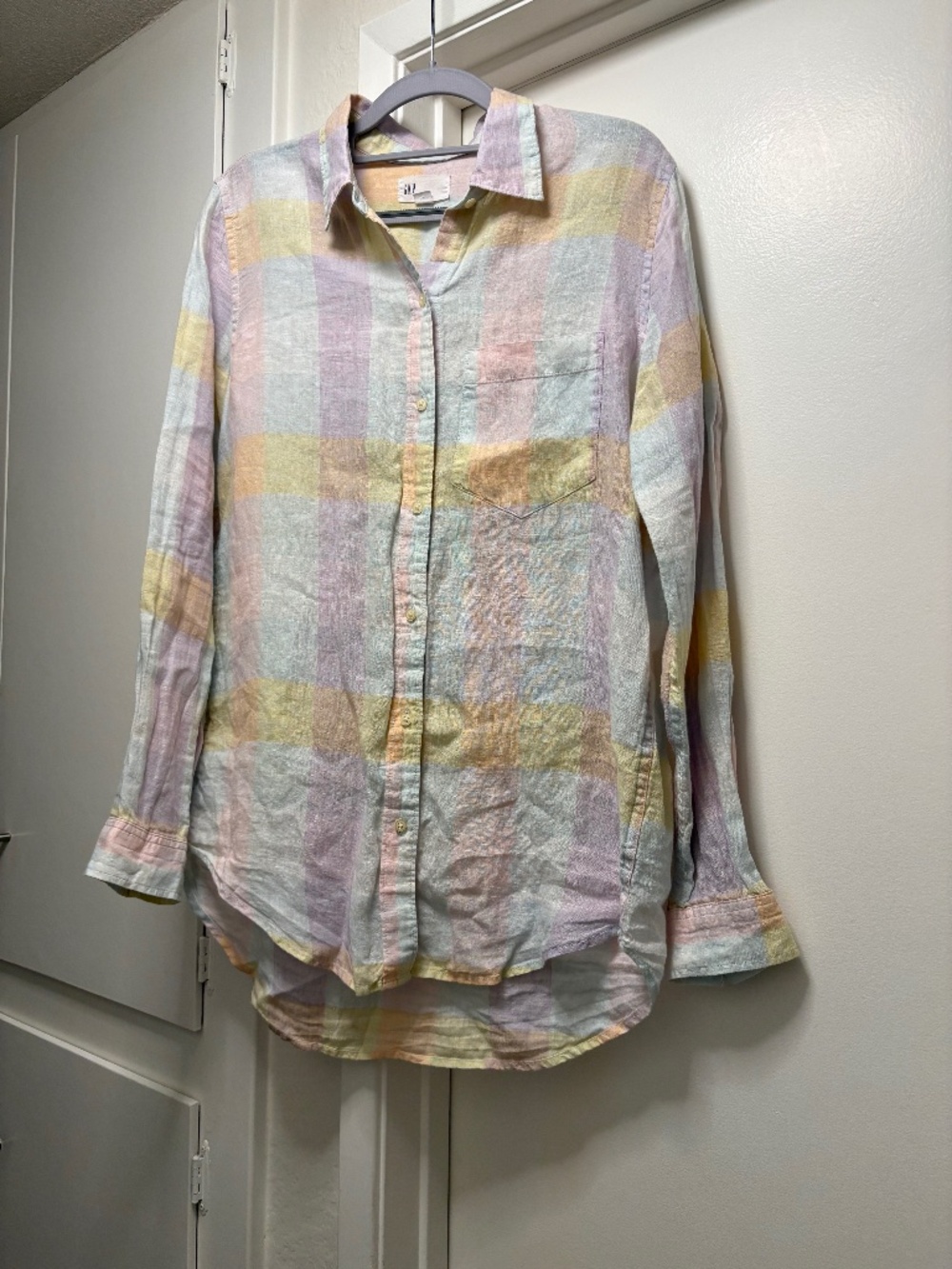 Gap 100% linen checkered pastel shirt - size XS